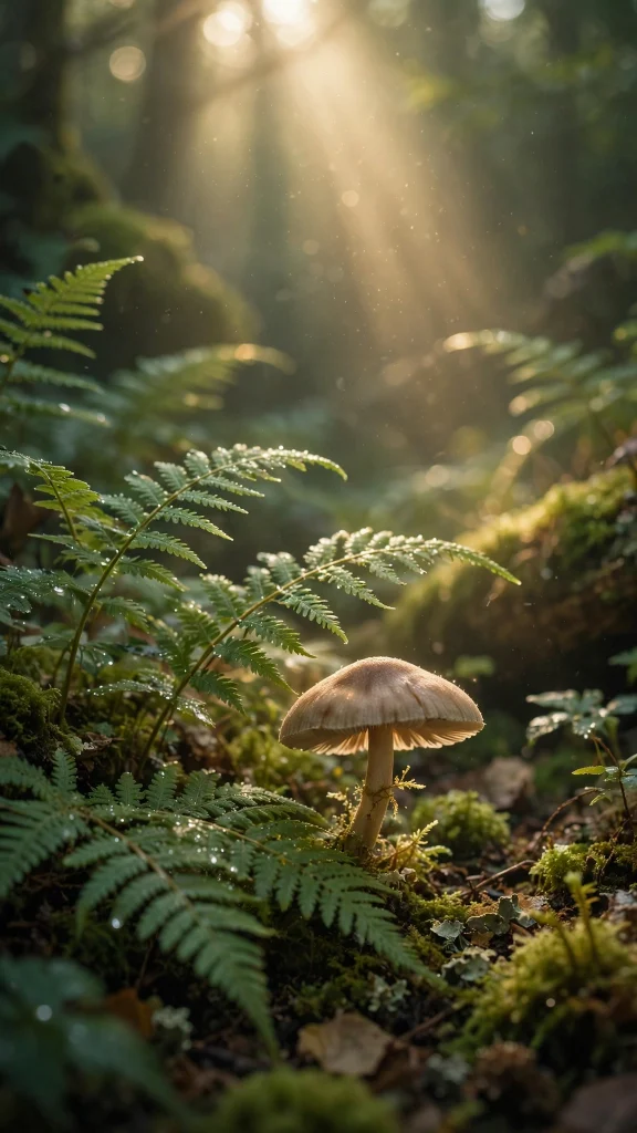 Mushroom Aesthetic: 12 Whimsical Mushroom Wallpaper Ideas 12 Mushroom aesthetic fern sunbeam wallpaper