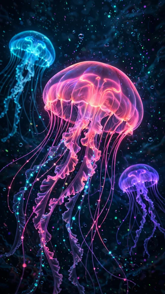 Neon Aesthetic: 12 Glowing Neon Wallpaper Ideas 3 Neon aesthetic jellyfish wallpaper