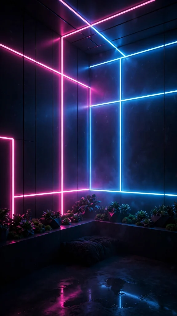 Neon Aesthetic: 12 Glowing Neon Wallpaper Ideas 4 Neon aesthetic dark room wallpaper