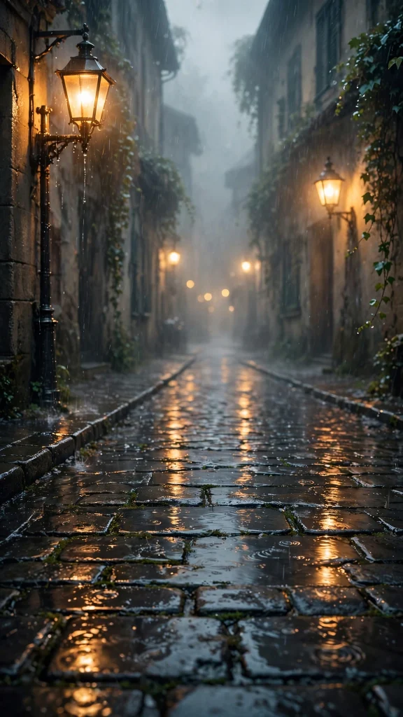 Rain Aesthetic: 12 Cozy Rainy Day Wallpaper Ideas 6 Rain aesthetic cobblestone wallpaper