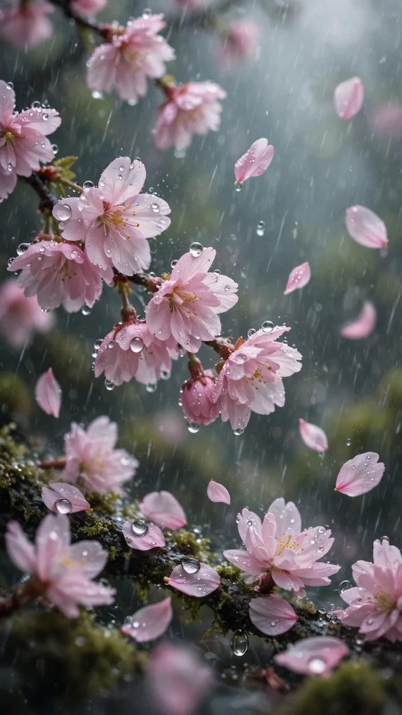 Rain Aesthetic: 12 Cozy Rainy Day Wallpaper Ideas 9 Rain aesthetic cherry blossom wallpaper
