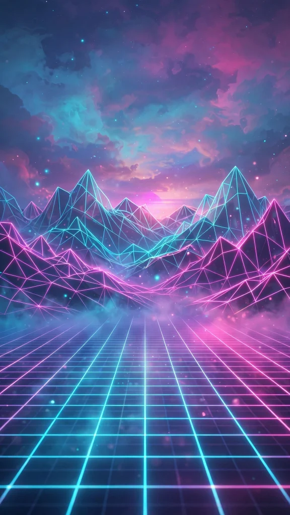 Vaporwave Aesthetic: 12 Retro-Futuristic Wallpaper Ideas 10 Vaporwave aesthetic wireframe mountains under pink sky wallpaper
