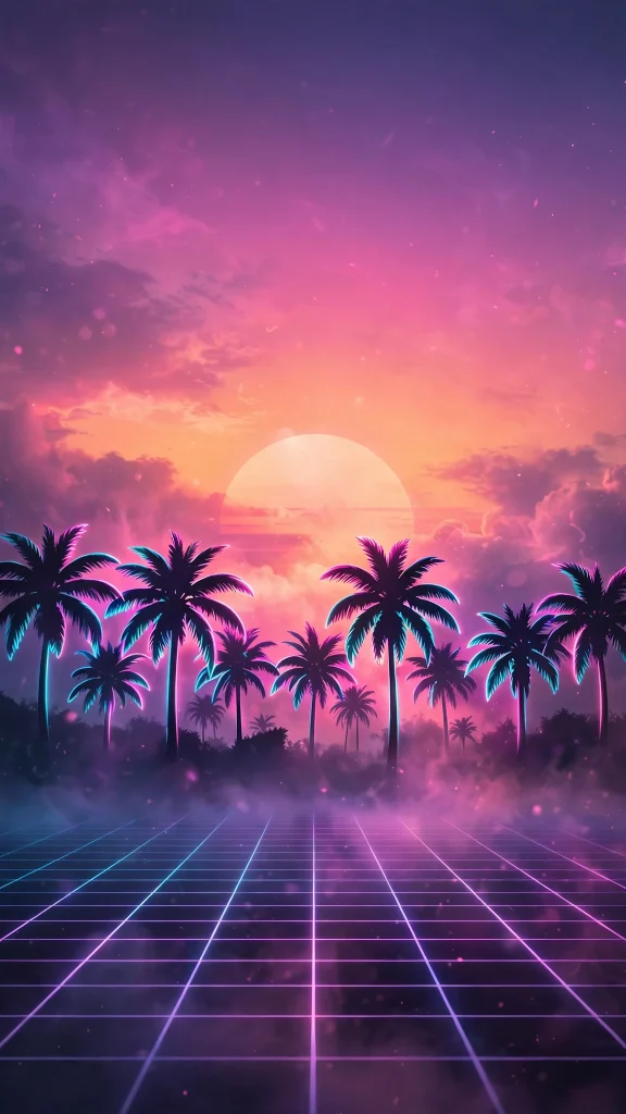 Vaporwave Aesthetic: 12 Retro-Futuristic Wallpaper Ideas 2 Vaporwave aesthetic neon palm trees at sunset wallpaper