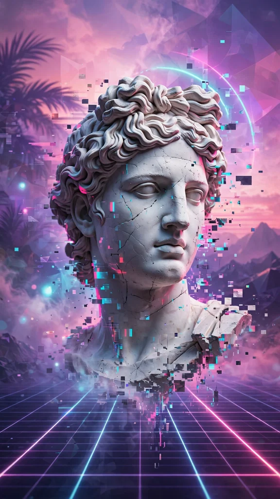 Vaporwave Aesthetic: 12 Retro-Futuristic Wallpaper Ideas 3 Vaporwave aesthetic greek statue with glitch effects wallpaper