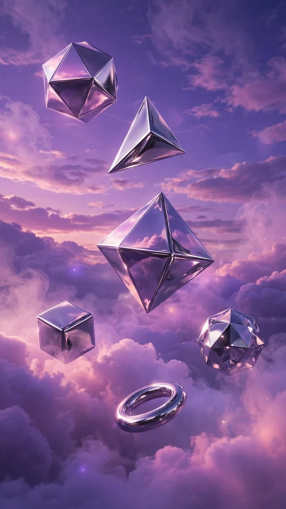 Vaporwave Aesthetic: 12 Retro-Futuristic Wallpaper Ideas 6 Vaporwave aesthetic chrome shapes in purple sky wallpaper