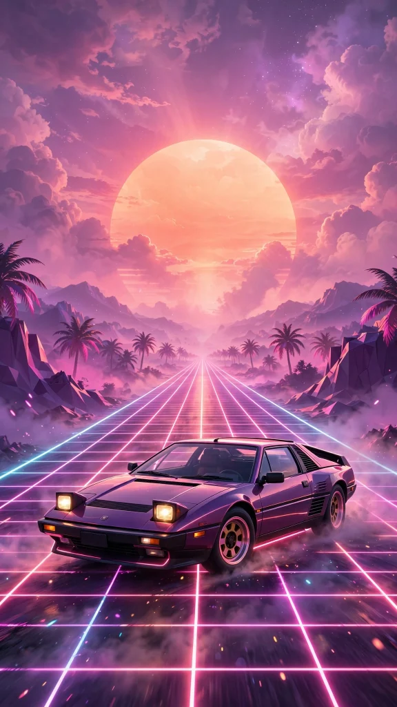 Vaporwave Aesthetic: 12 Retro-Futuristic Wallpaper Ideas 9 Vaporwave aesthetic 80s sports car with neon underglow wallpaper