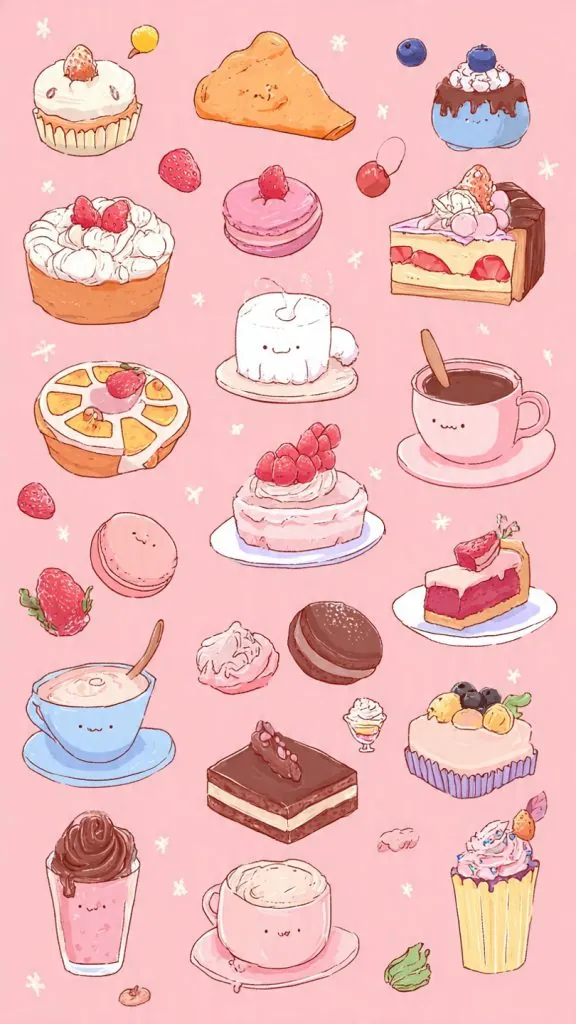 πΈ Wallpaper Aesthetic Cute Ideas That Make Your Screen Feel Soft & Adorable 13 cute dessert illustration wallpaper
