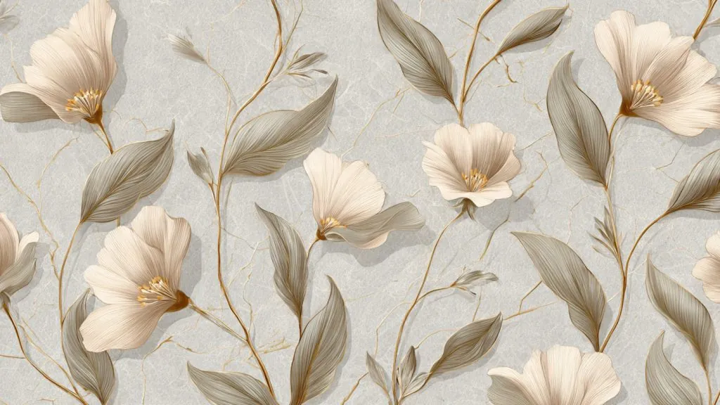 floral beige minimal wallpaper