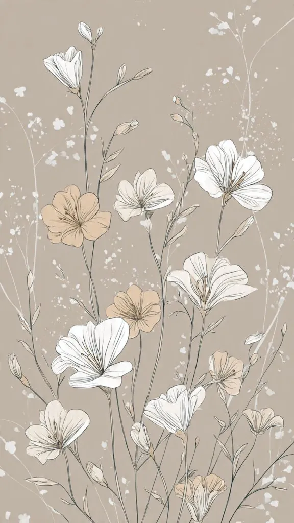 floral line art neutral background