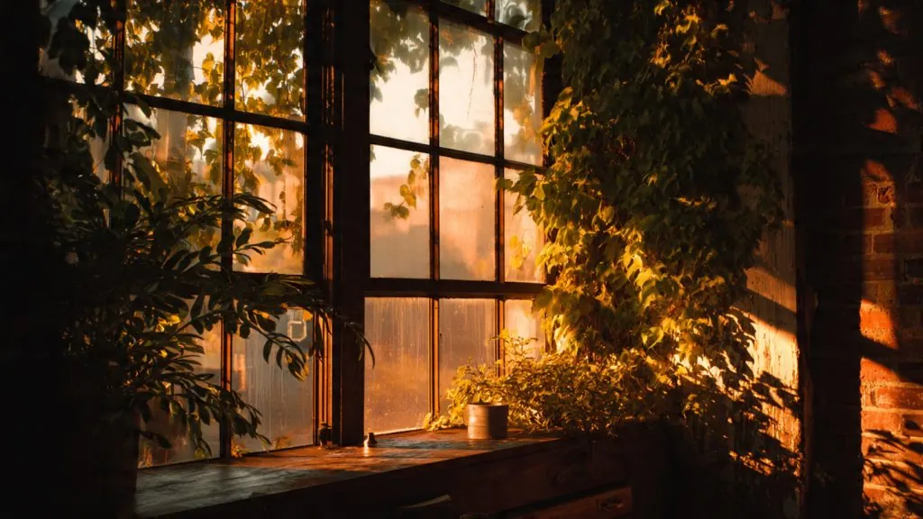 golden hour window glow