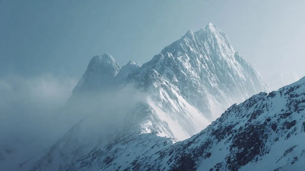 minimal snow mountain calm