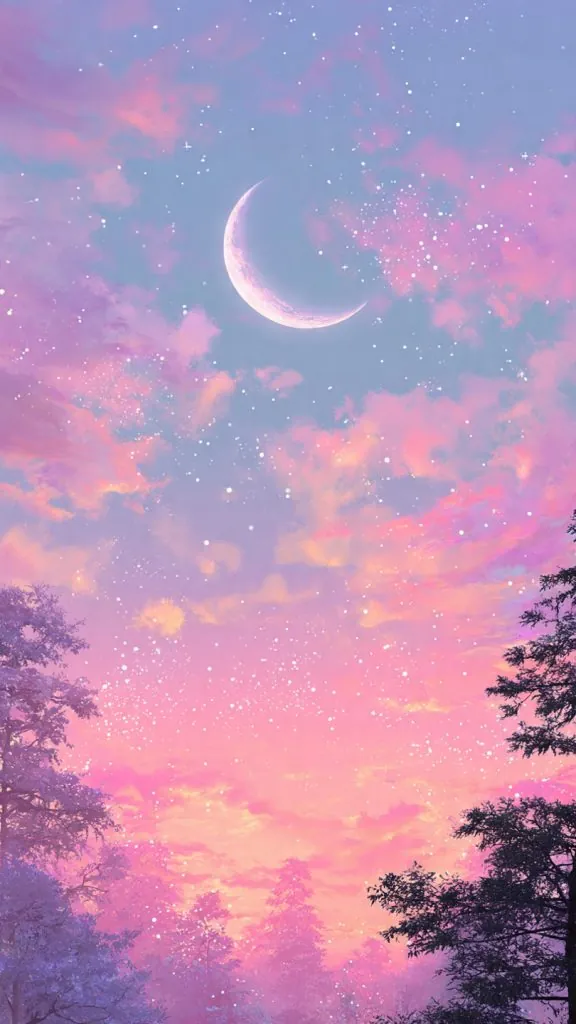 pastel moonlight dream wallpaper