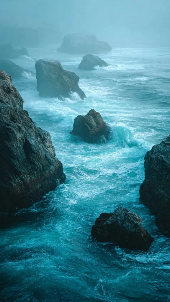 serene ocean mist wallpaper
