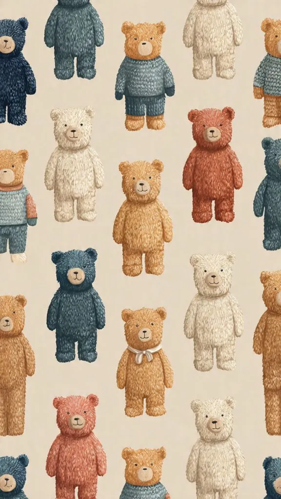 πΈ Wallpaper Aesthetic Cute Ideas That Make Your Screen Feel Soft & Adorable 3 teddy bear cozy pattern wallpaper