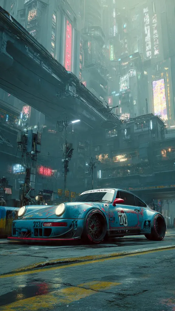 cyberpunk racing car wallpaper