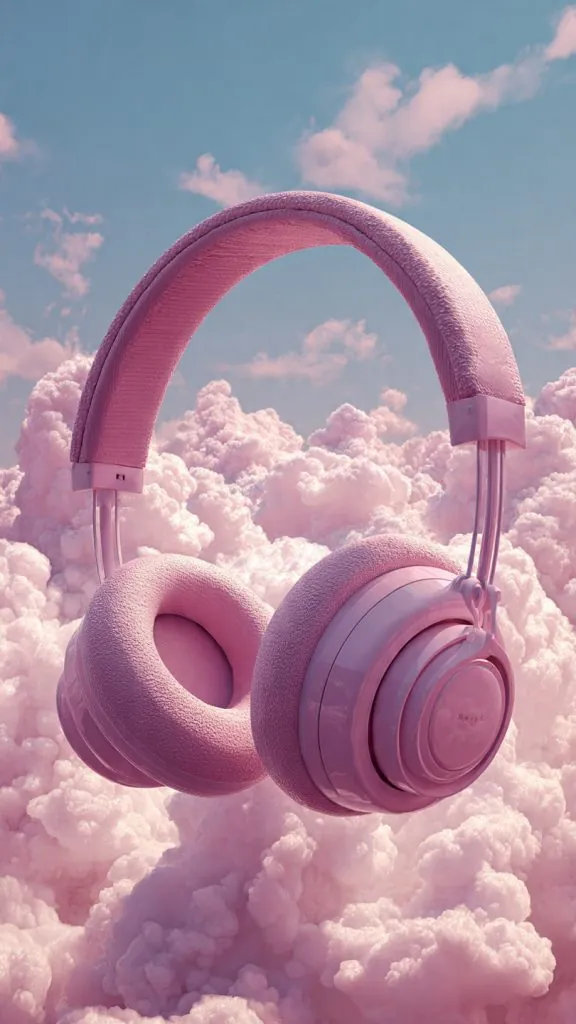 dreamy headphones sky wallpaper