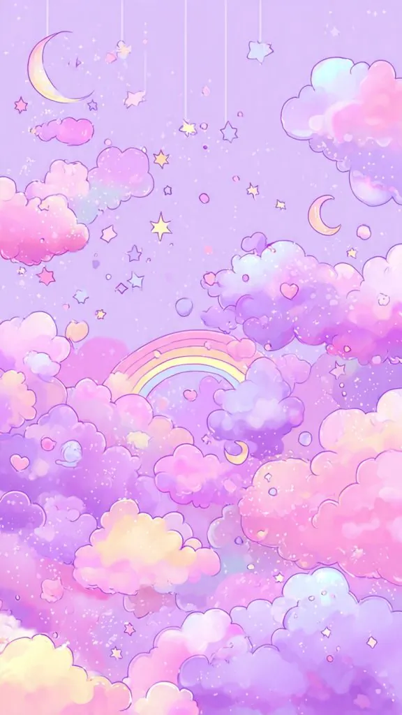 Wallpaper Aesthetic Ungu Pastel: Dreamy Purple Background Ideas for a Soft, Cozy Screen 7 kawaii pastel purple wallpaper