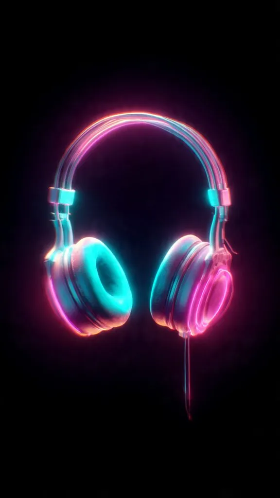 neon headphones glow wallpaper
