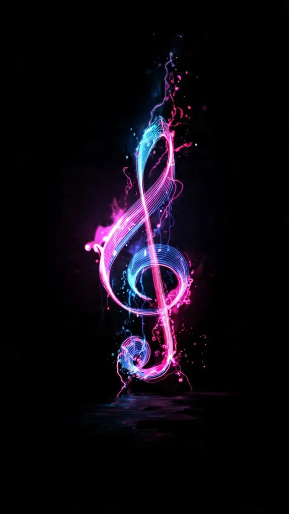 neon music notes wallpaper