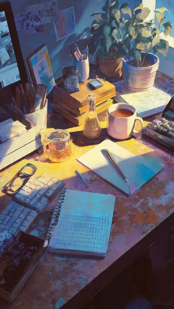 productivity desk aesthetic wallpaper