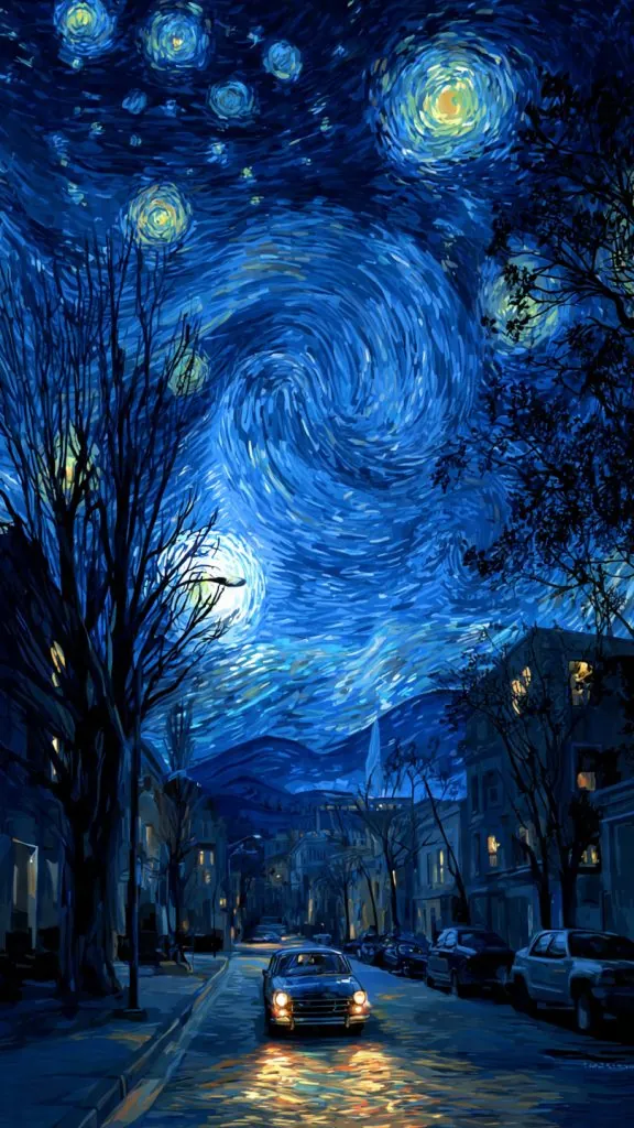 starry night car wallpaper