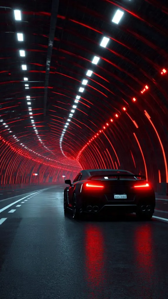 tunnel lights car wallpaper